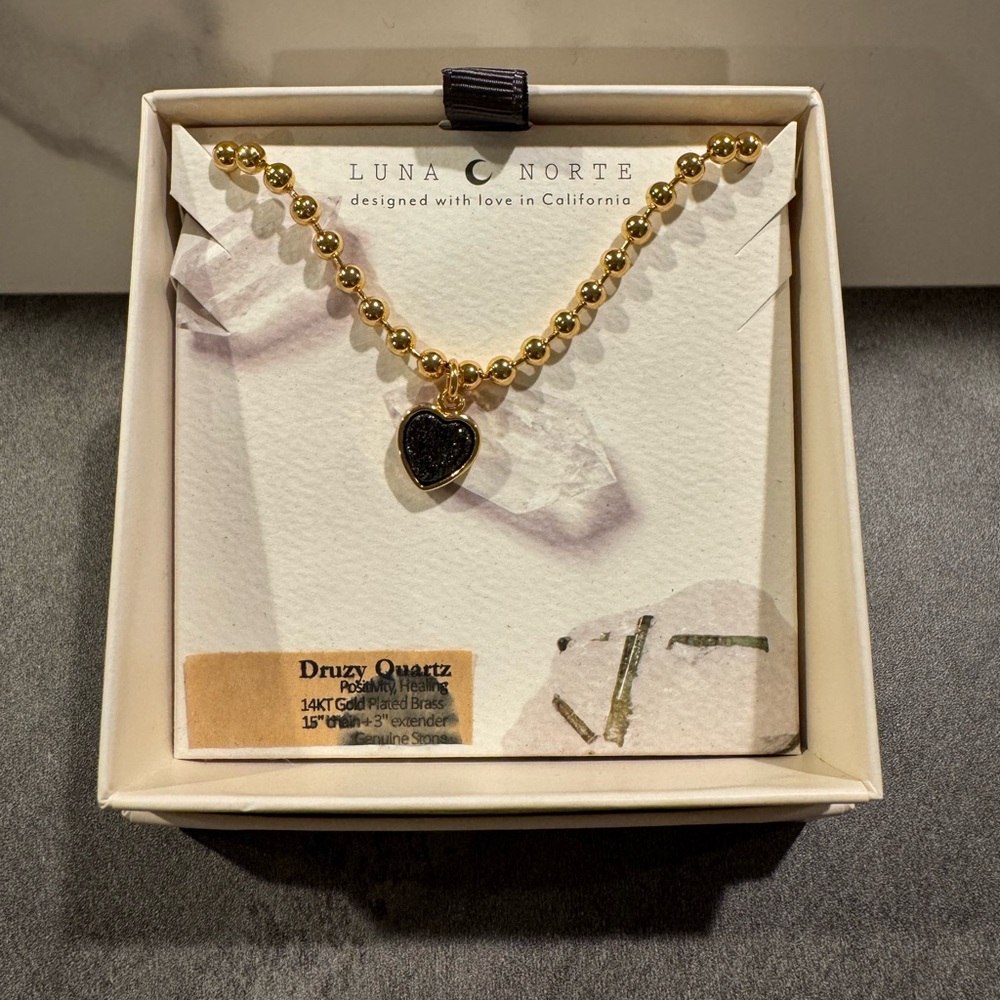 Black Druzy Quartz necklace Luna Norte